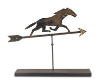 A Cut and Painted Sheet Iron Race Horse Weathervane