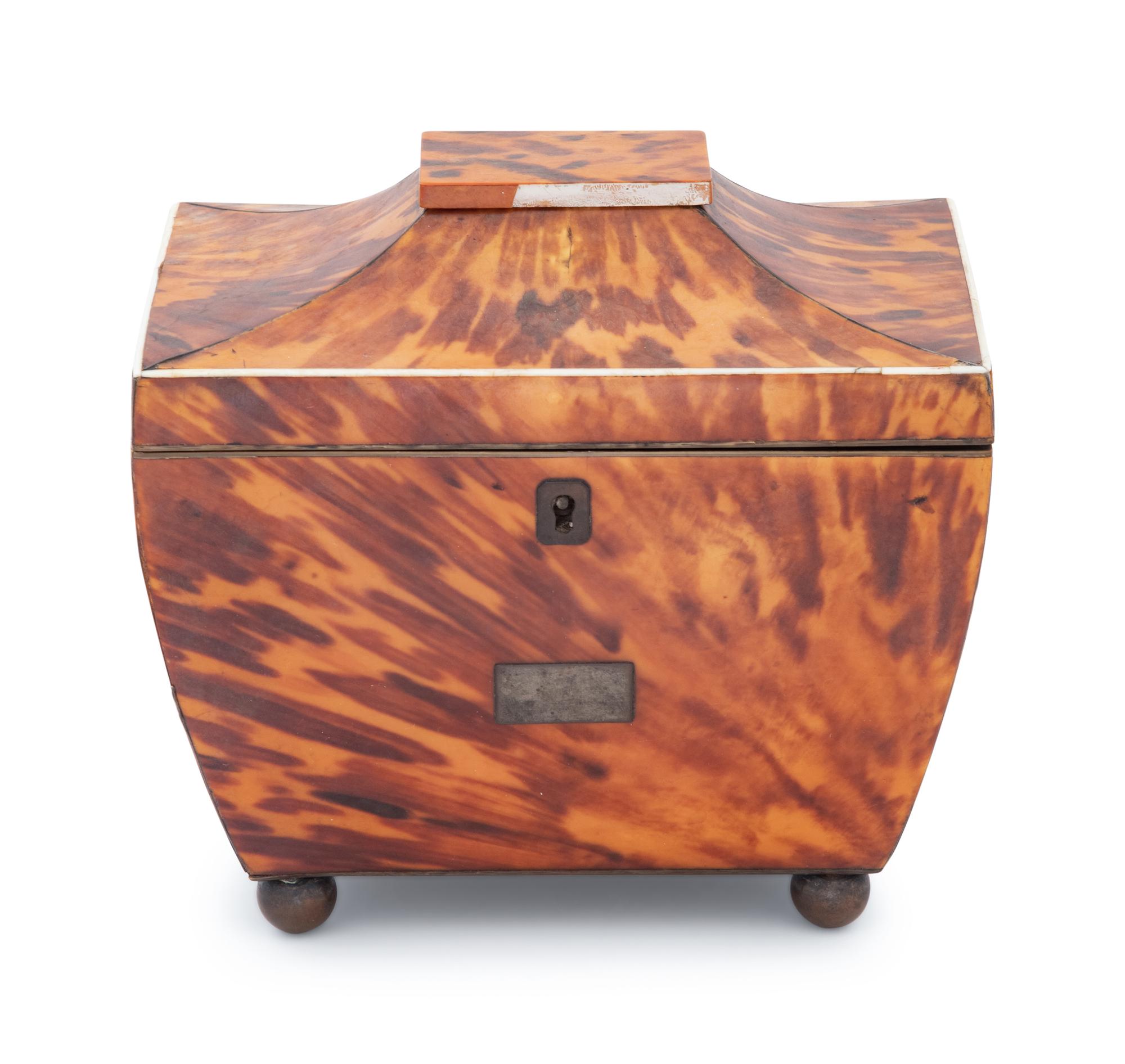 A Regency Tortoise Shell Tea Caddy