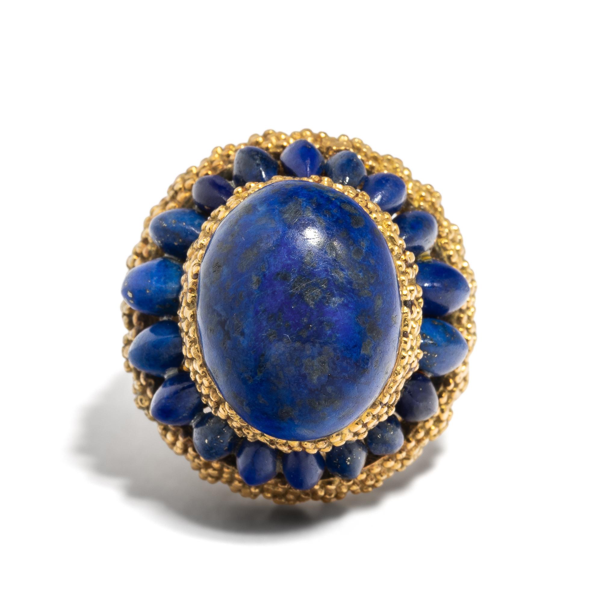 LAPIS LAZULI AND YELLOW GOLD RING