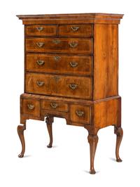 A George I Walnut Chest on Stand