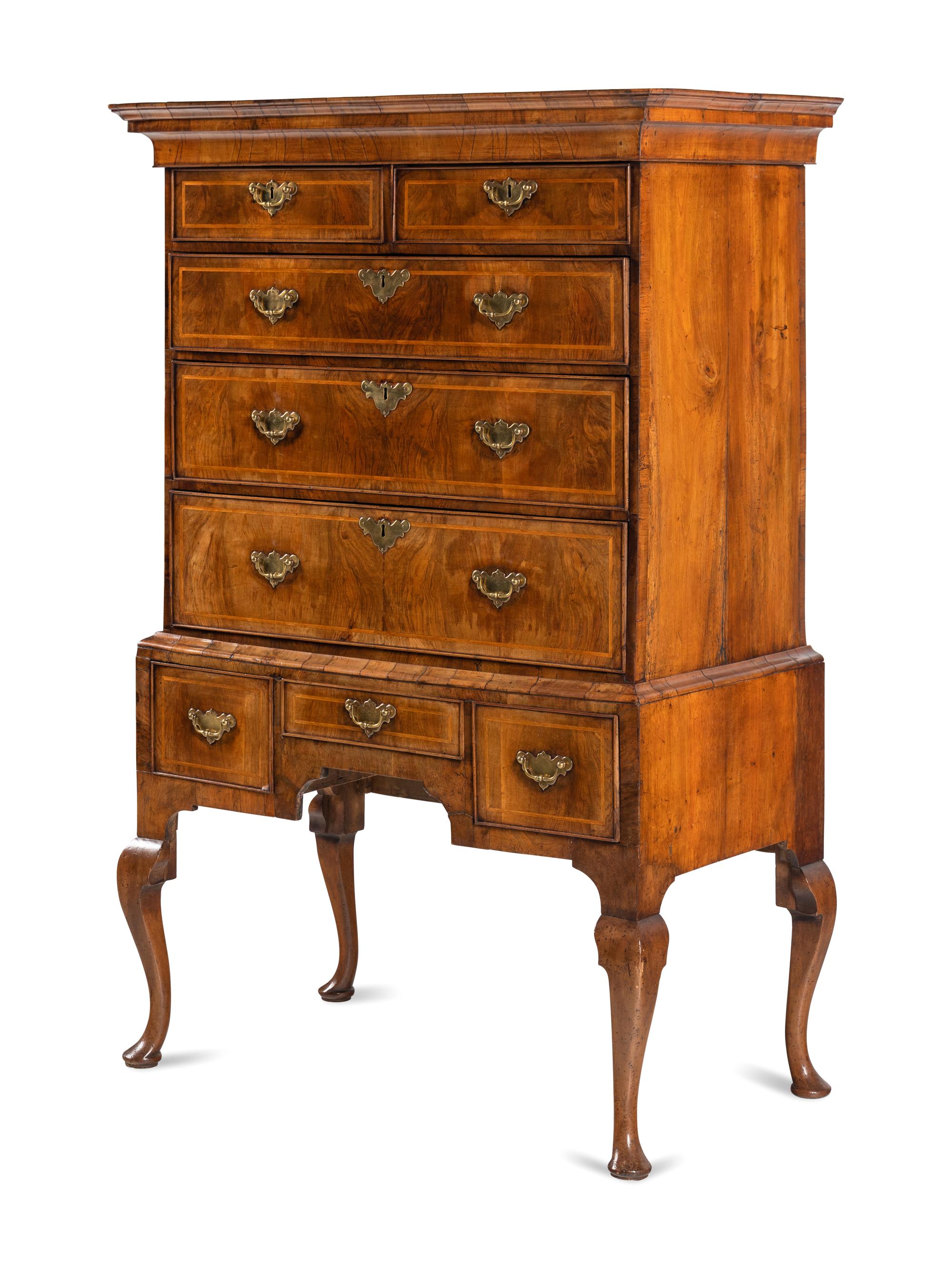 A George I Walnut Chest on Stand