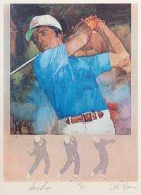 A Group of Gary Player Signed Autograph Displays Featuring a Tournament Used Golf Glove and Limited Edition Autographed Print,