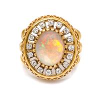 A Collection of Yellow Gold, Opal and Diamond Jewelry, 19.40 dwts.