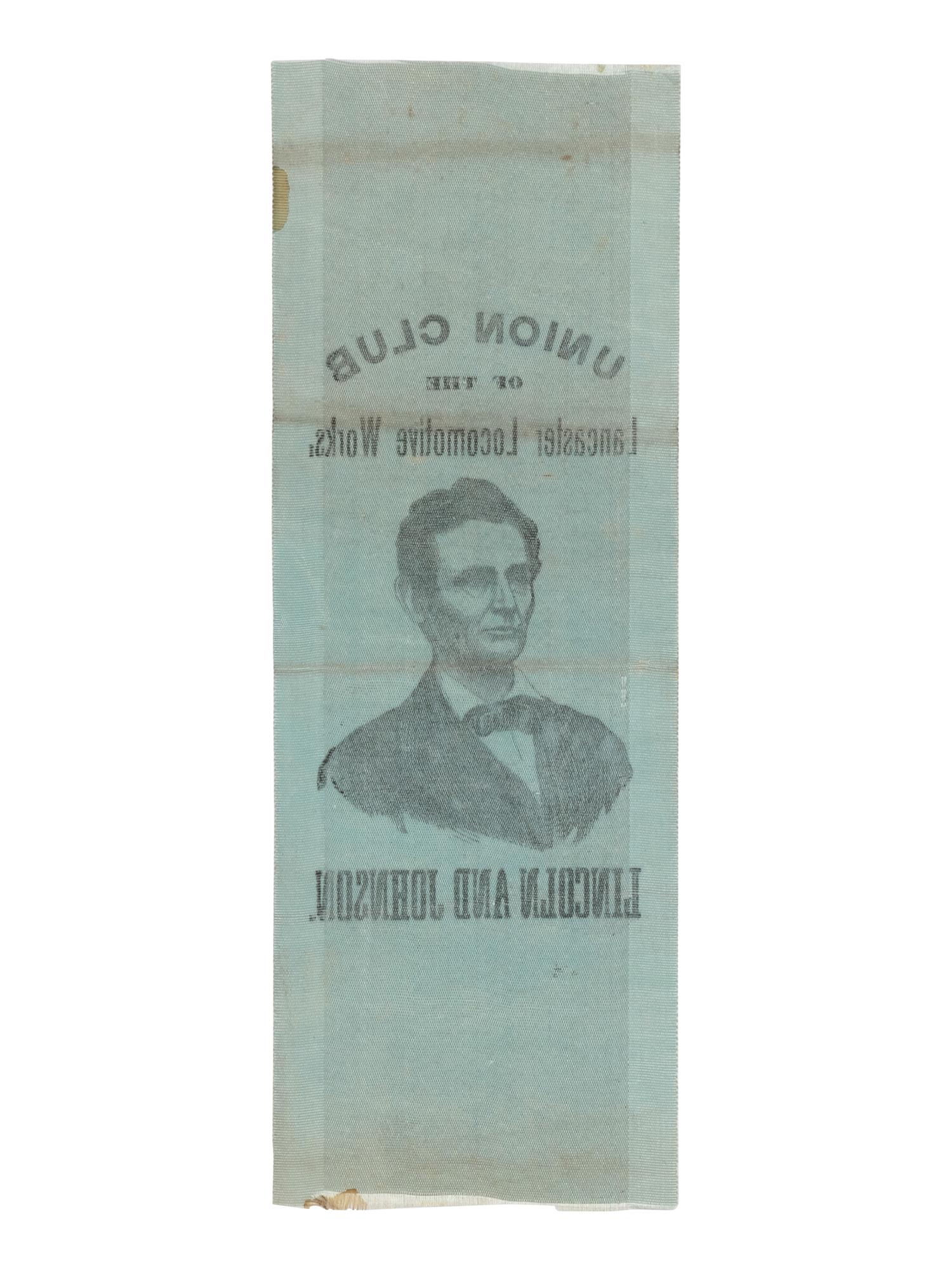 [LINCOLN-JOHNSON CAMPAIGN]. Union Club of the Lancaster Locomotive Works. Lancaster, Pennsylvania, ca. 1864.