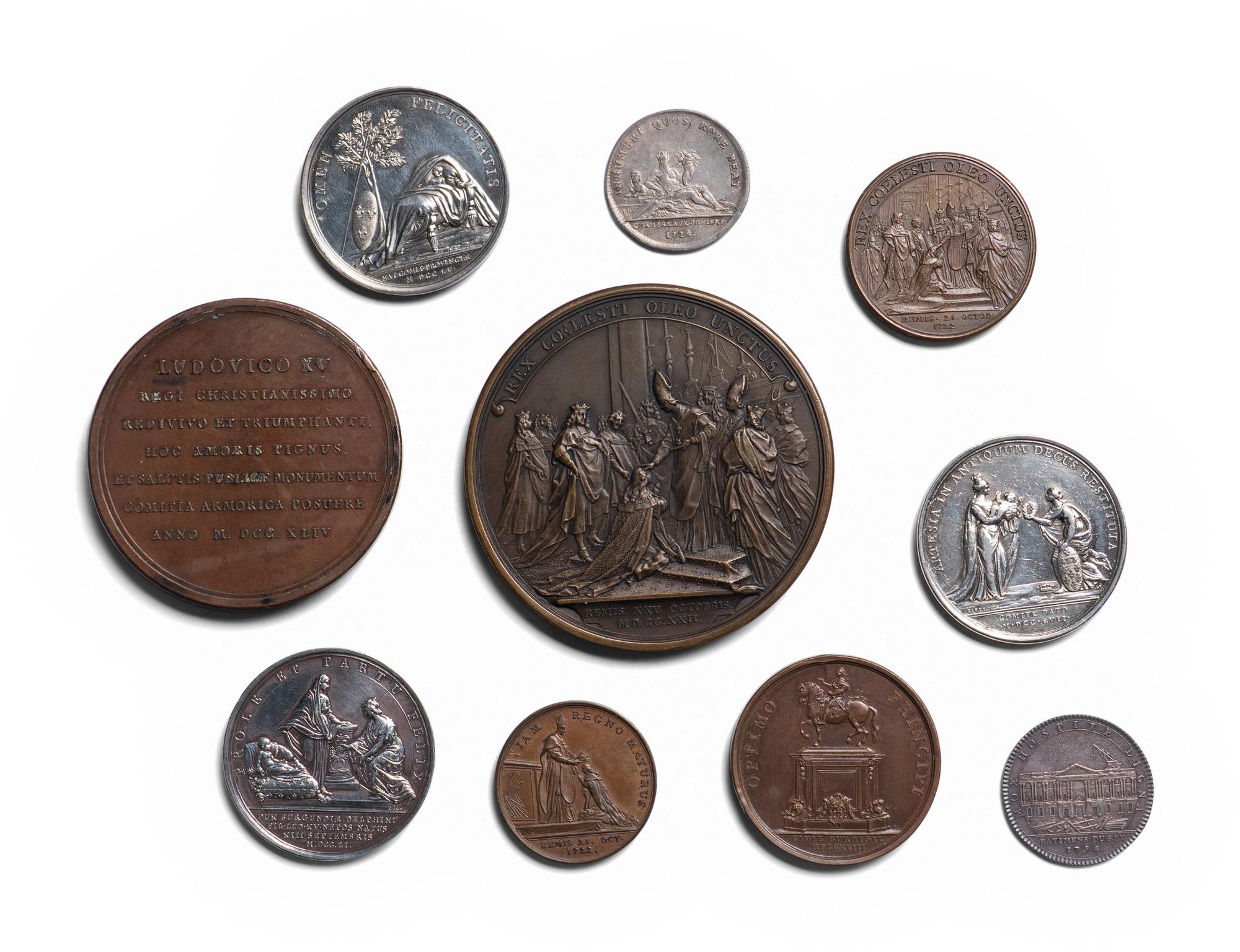 [EXONUMIA] Ten Commemorative Medallions Relating to Louis XV