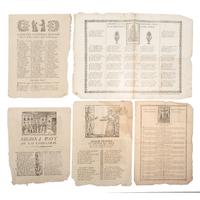 [EUROPE]. 12 Mid-19th Century Spanish broadsheets, many with woodcut illustrations and figures.