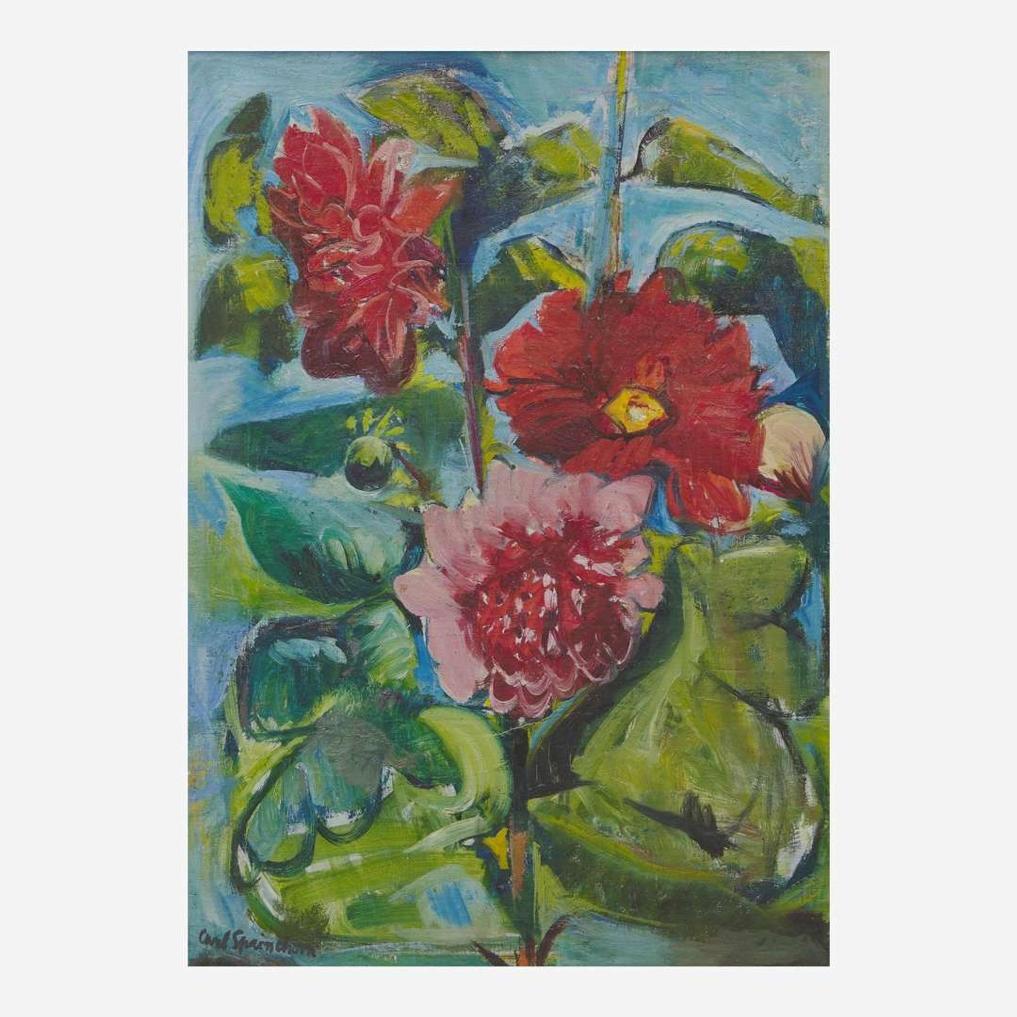 Carl Sprinchorn (American, 1887-1971) Three Dahlias