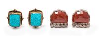 A Collection of Sterling Silver and Hardstone Earclips, 22.20 dwts.
