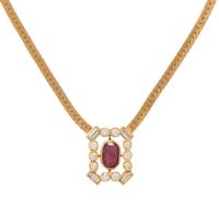 YELLOW GOLD, RUBY AND DIAMOND NECKLACE