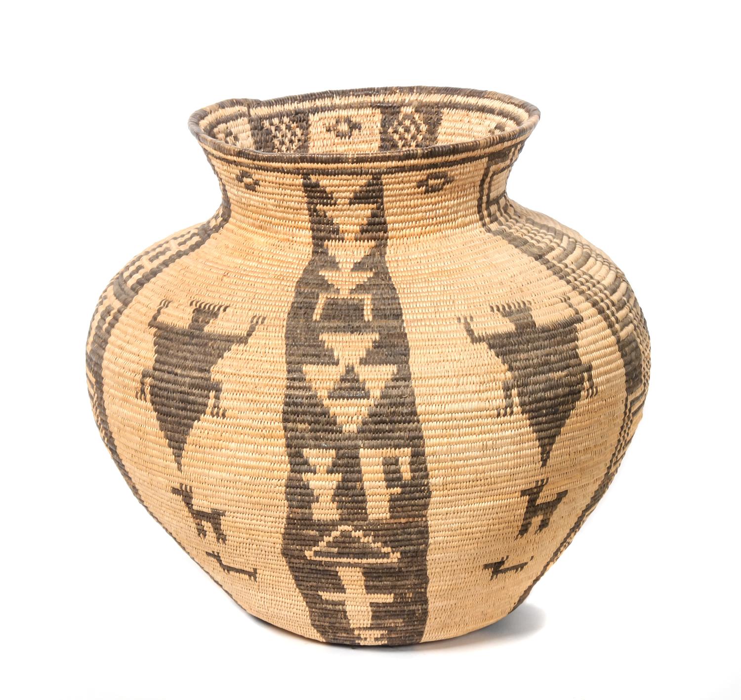 Western Apache Pictorial Olla Basket Height 10 1/2 x width 9 1/2 inches