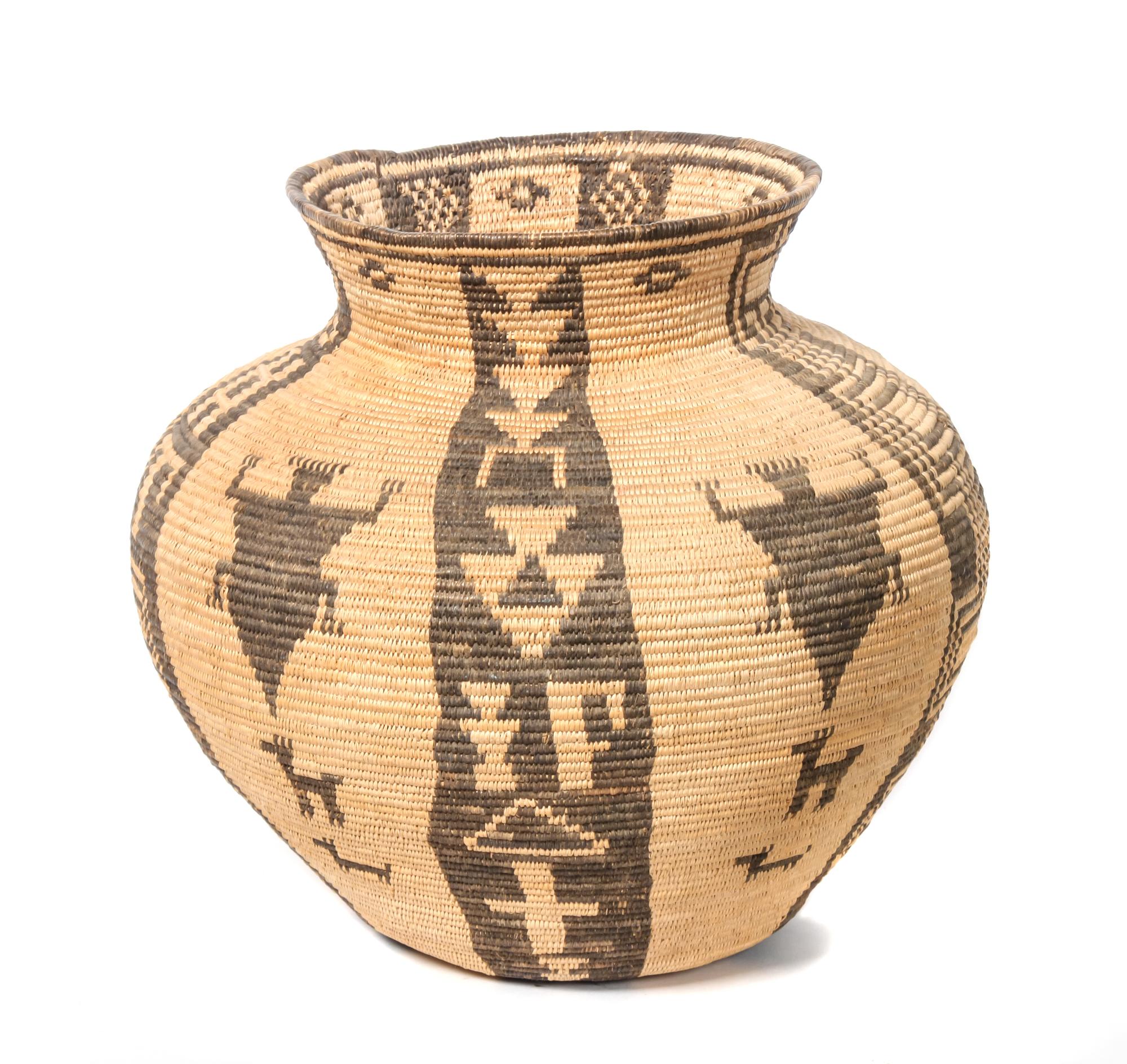 Western Apache Pictorial Olla Basket Height 10 1/2 x width 9 1/2 inches
