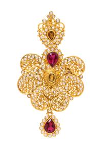 HIGH KARAT GOLD AND GEMSTONE PENDANT