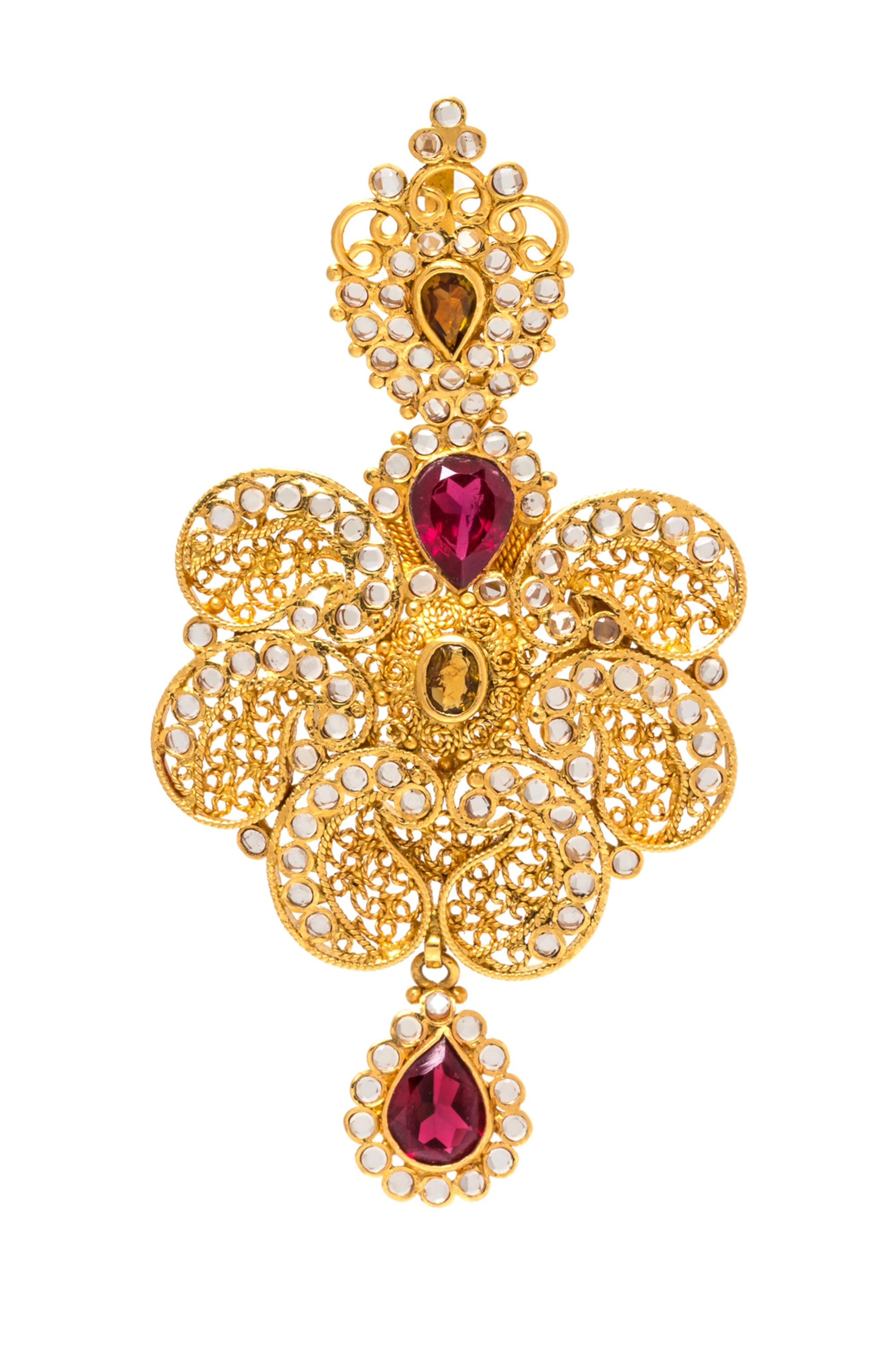 HIGH KARAT GOLD AND GEMSTONE PENDANT