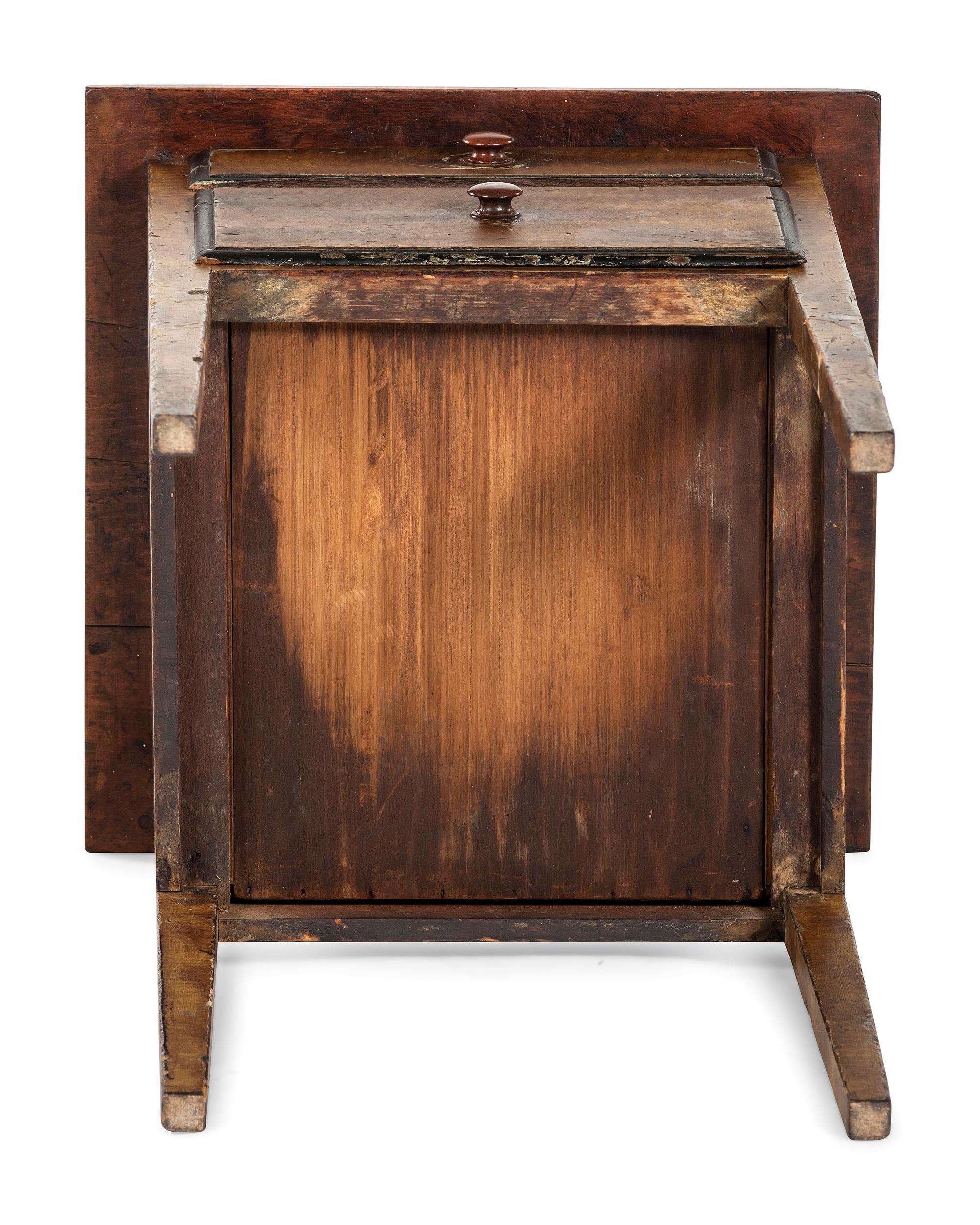 A Federal Grain-Paint Decorated Cherrywood Two-Drawer Work Table
