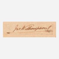 [Declaration of Independence] [New Jersey] Witherspoon, John Cut Signature