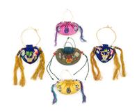 Five Chinese Embroidered Silk Purses Length of largest 4 1/8 inches. — 18TH/19TH CENTURY