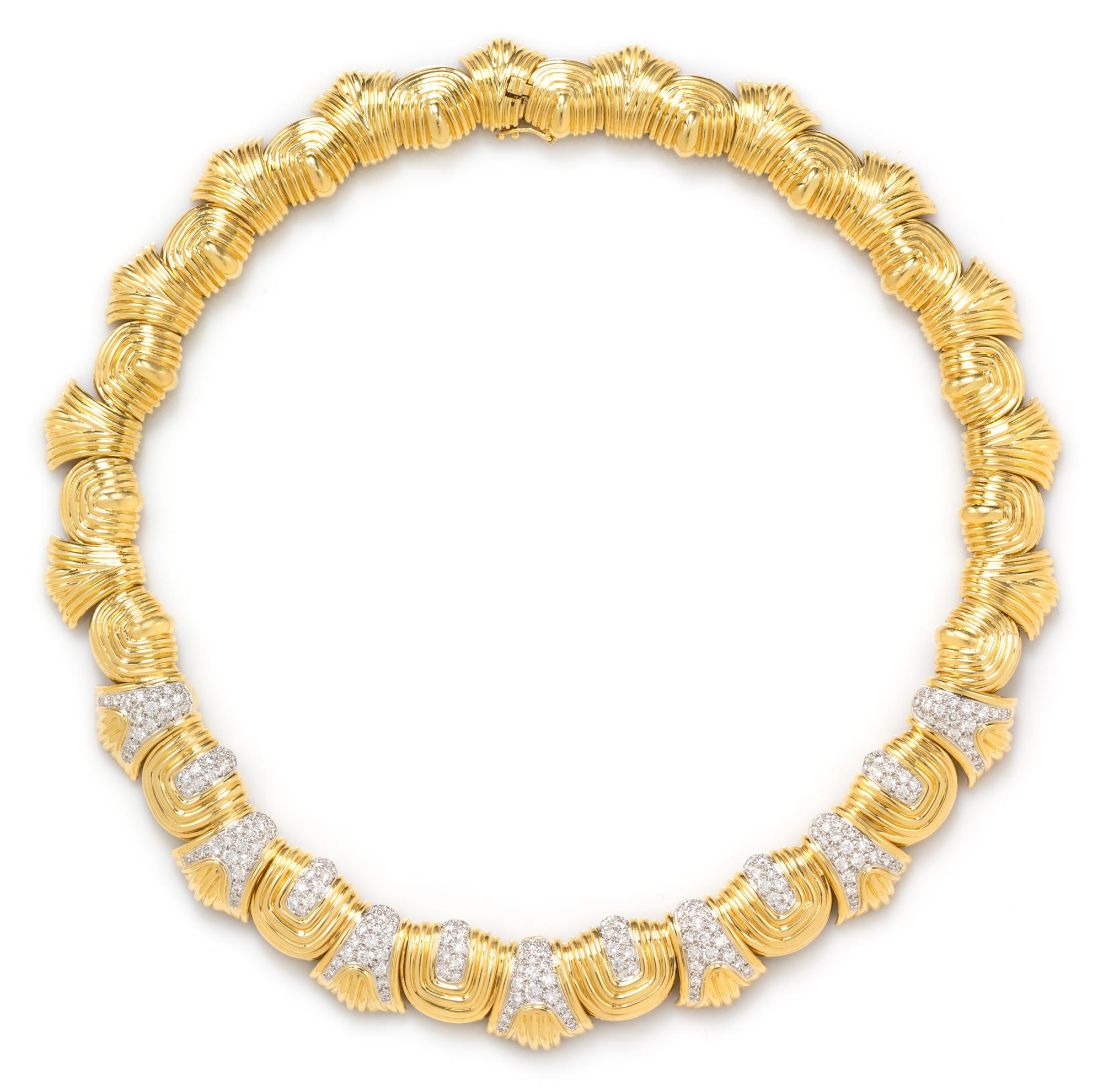An 18 Karat Yellow Gold, Platinum and Diamond Necklace, Montreaux, 80.70 dwts.