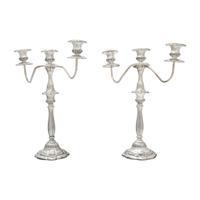 A Pair of Italian Silver-Plate Three-Light Candelabra