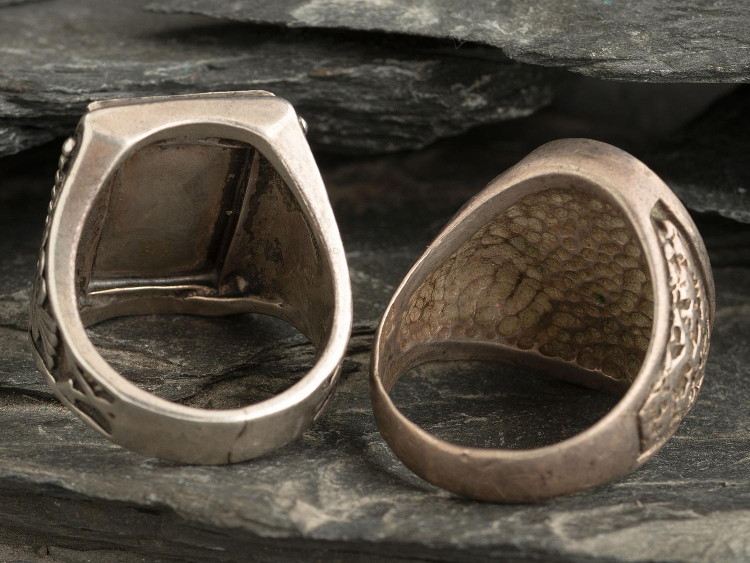 Pair of Curio Silver and Turquoise Rings
