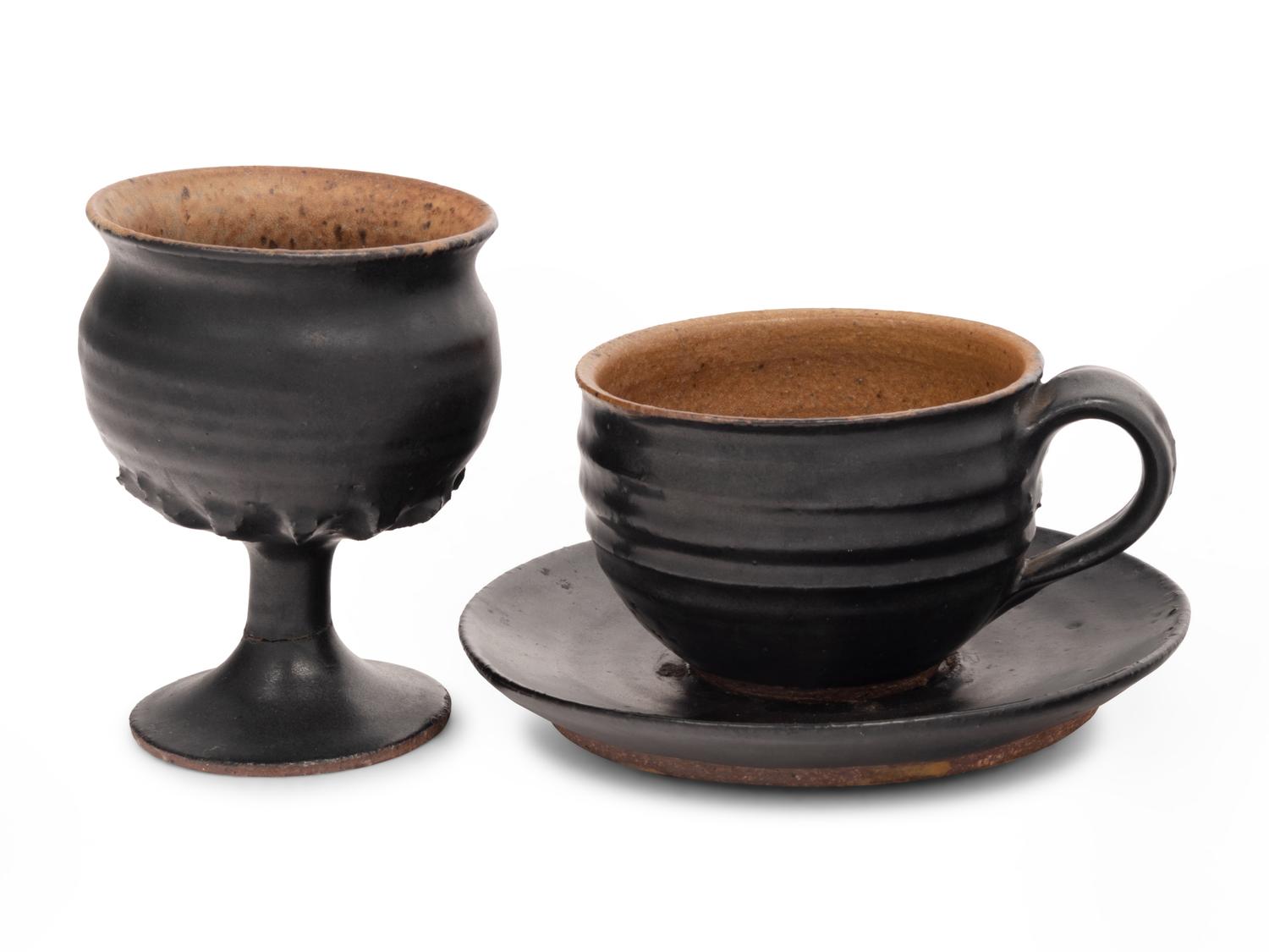Three American Flameware Pottery Articles by Bill Sax