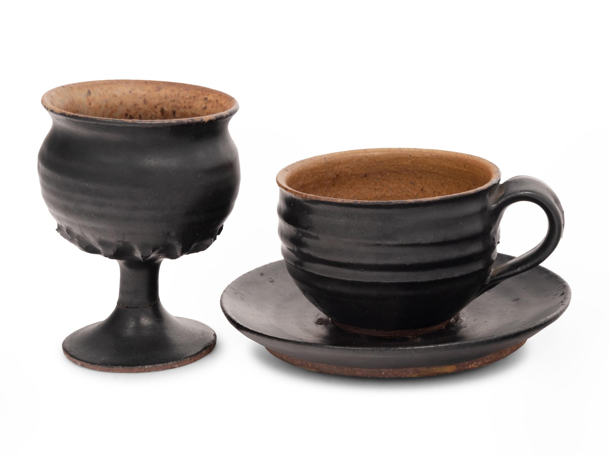 Three American Flameware Pottery Articles by Bill Sax