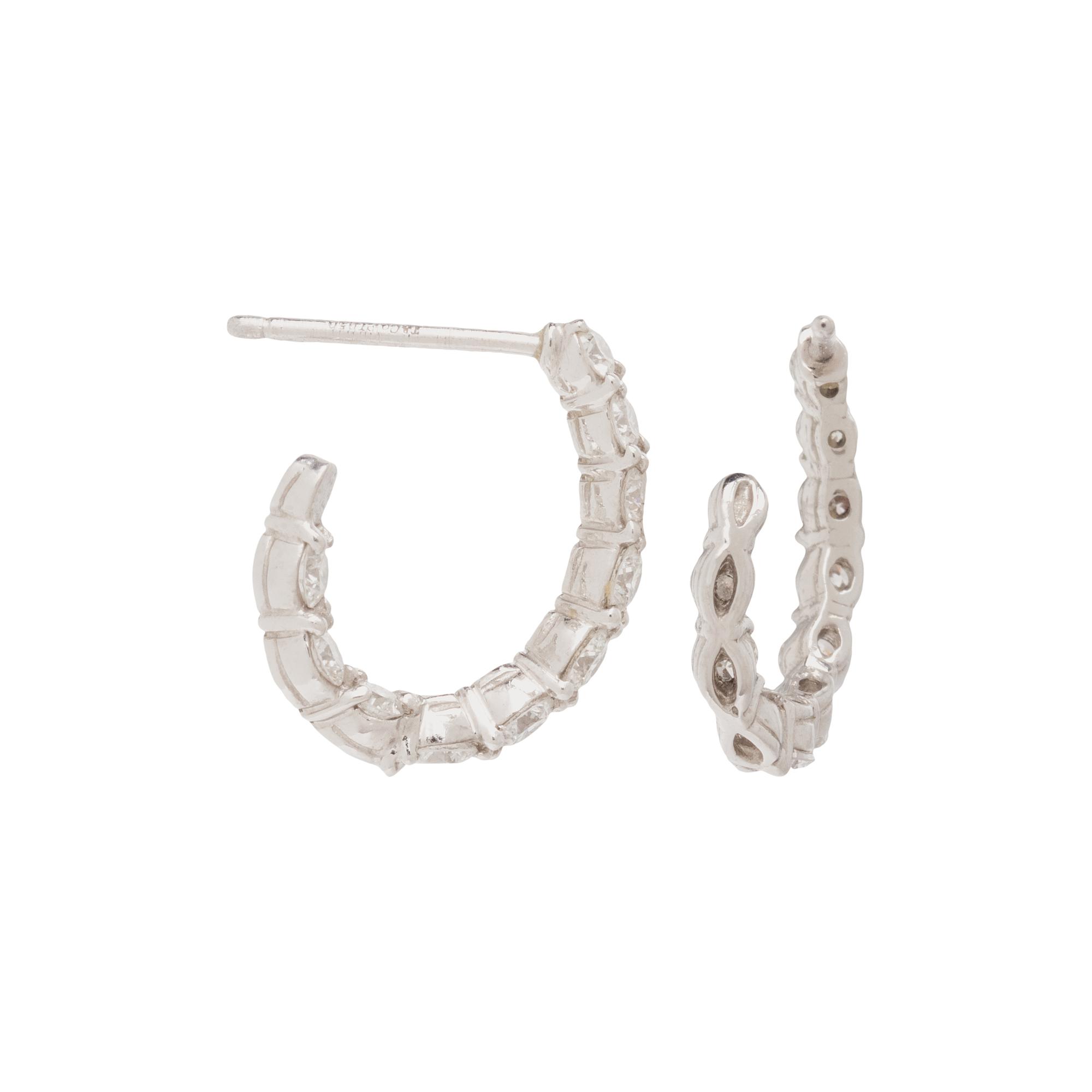 TIFFANY & CO., PLATINUM AND DIAMOND INSIDE OUT HOOP EARRINGS