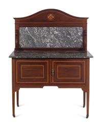 An Edwardian Mahogany Marble-Top Server or Washstand