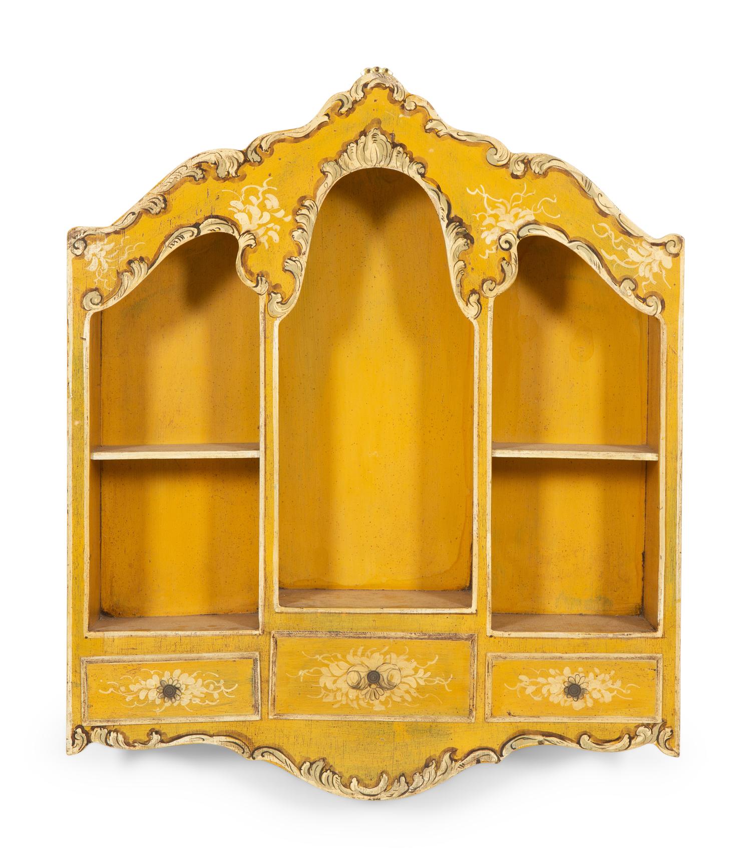 An Italian Painted Hanging Wall Display Cabinet