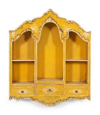 An Italian Painted Hanging Wall Display Cabinet