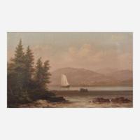 Xanthus Russell Smith (American, 1839–1929) Sailboat by Shore; together with At Arnsteg, Valley of the Reuss, Switzerland (A Pair)