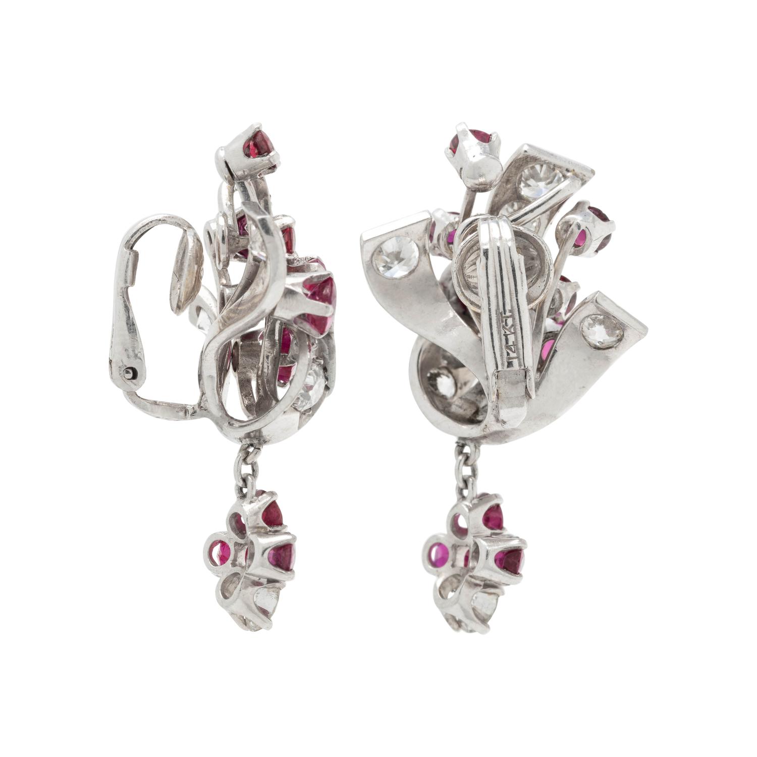 DIAMOND AND RUBY EARCLIPS