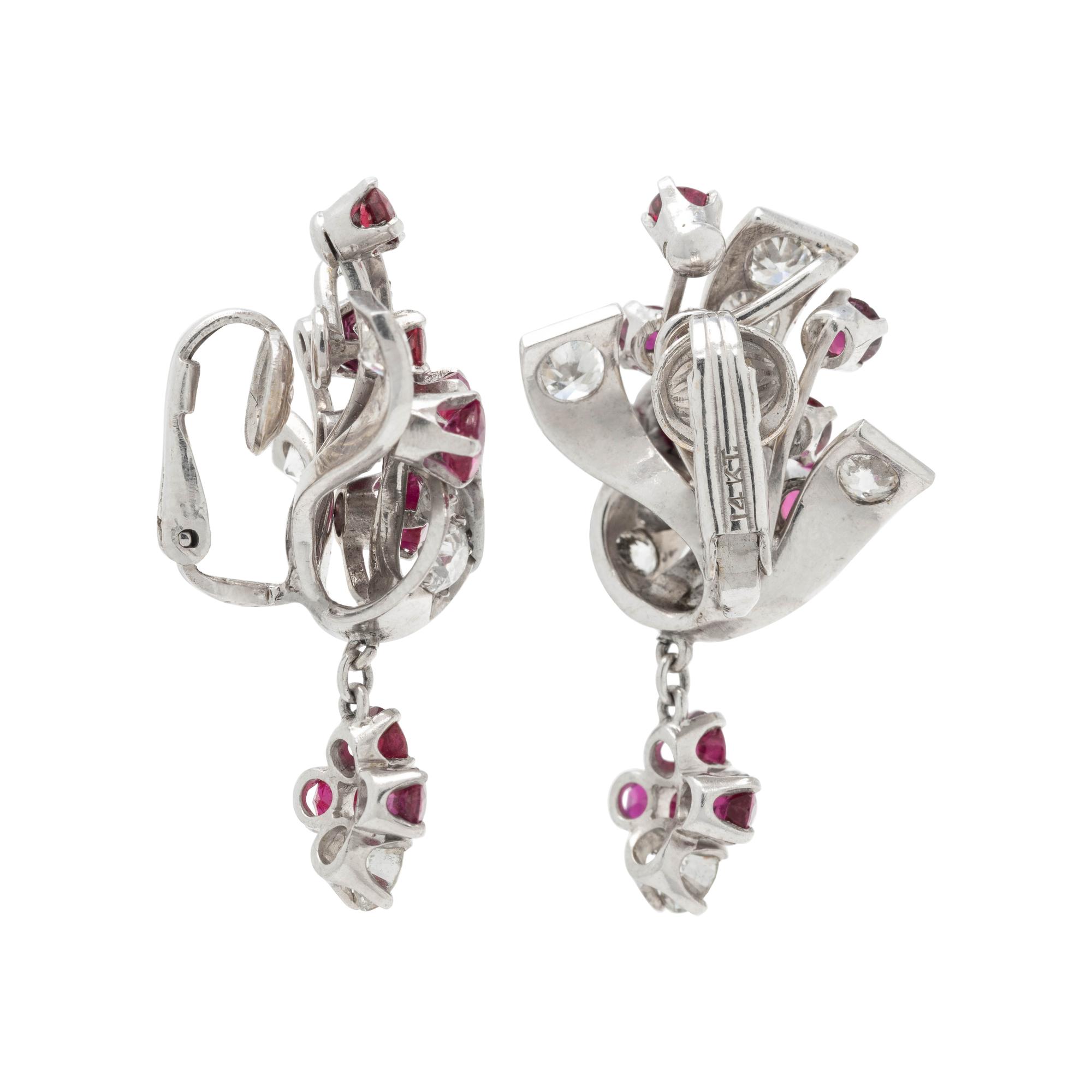 DIAMOND AND RUBY EARCLIPS