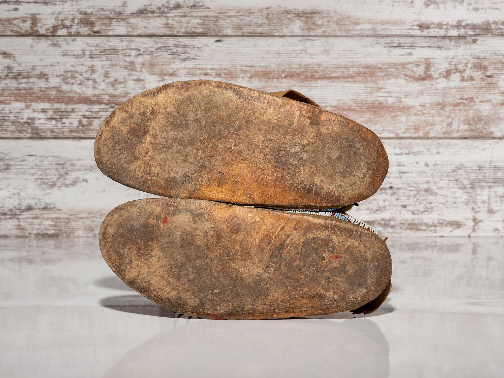 Central Plains Beaded Buffalo Hide Moccasins