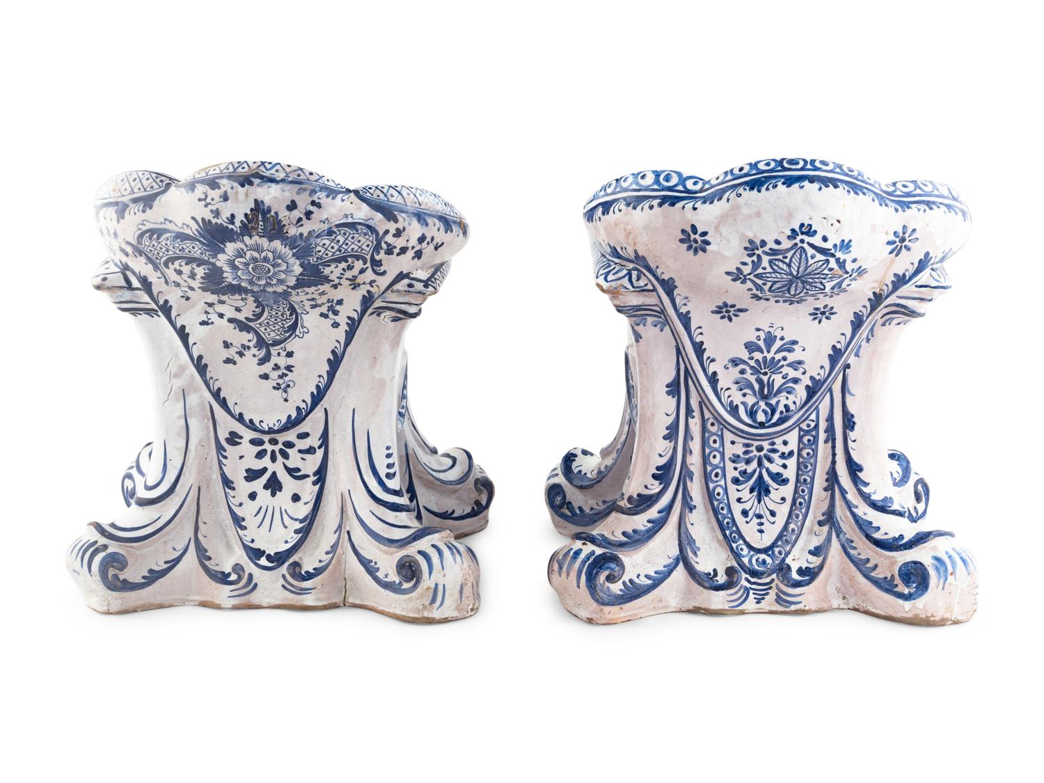 A Pair of Italian Faience Garden Stools