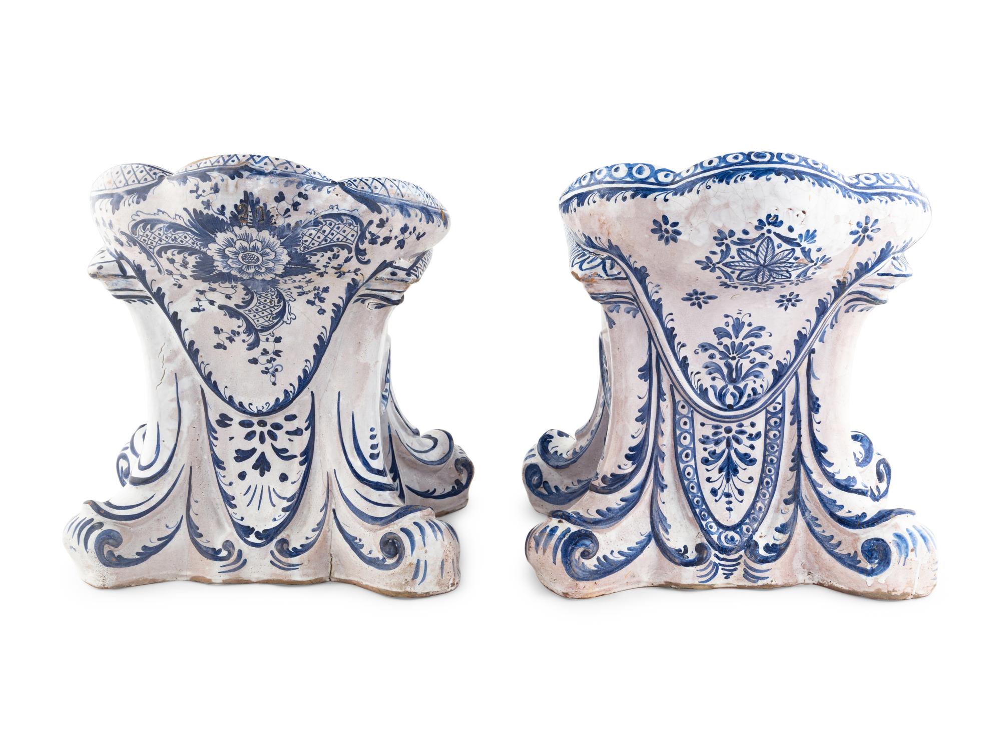 A Pair of Italian Faience Garden Stools