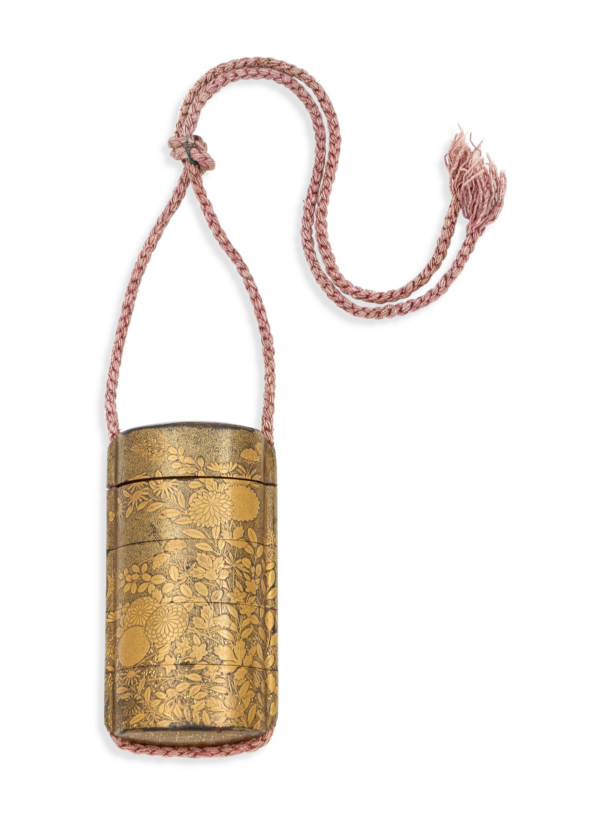 A Japanese Makie and Lacquer ’Chrysanthemums‘ Inro