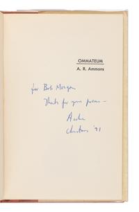 AMMONS, Archibald Randolph (1926-2001). Ommateum with Doxology . Philadelphia: Dorrance & Company, 1955.