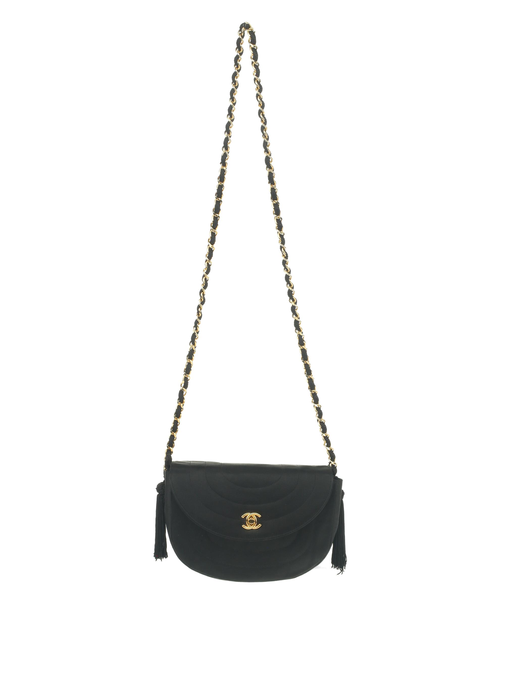Chanel Black Silk Rounded Flap Bag
