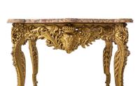 A Louis XV Style Carved Giltwood Marble-Top Center Table