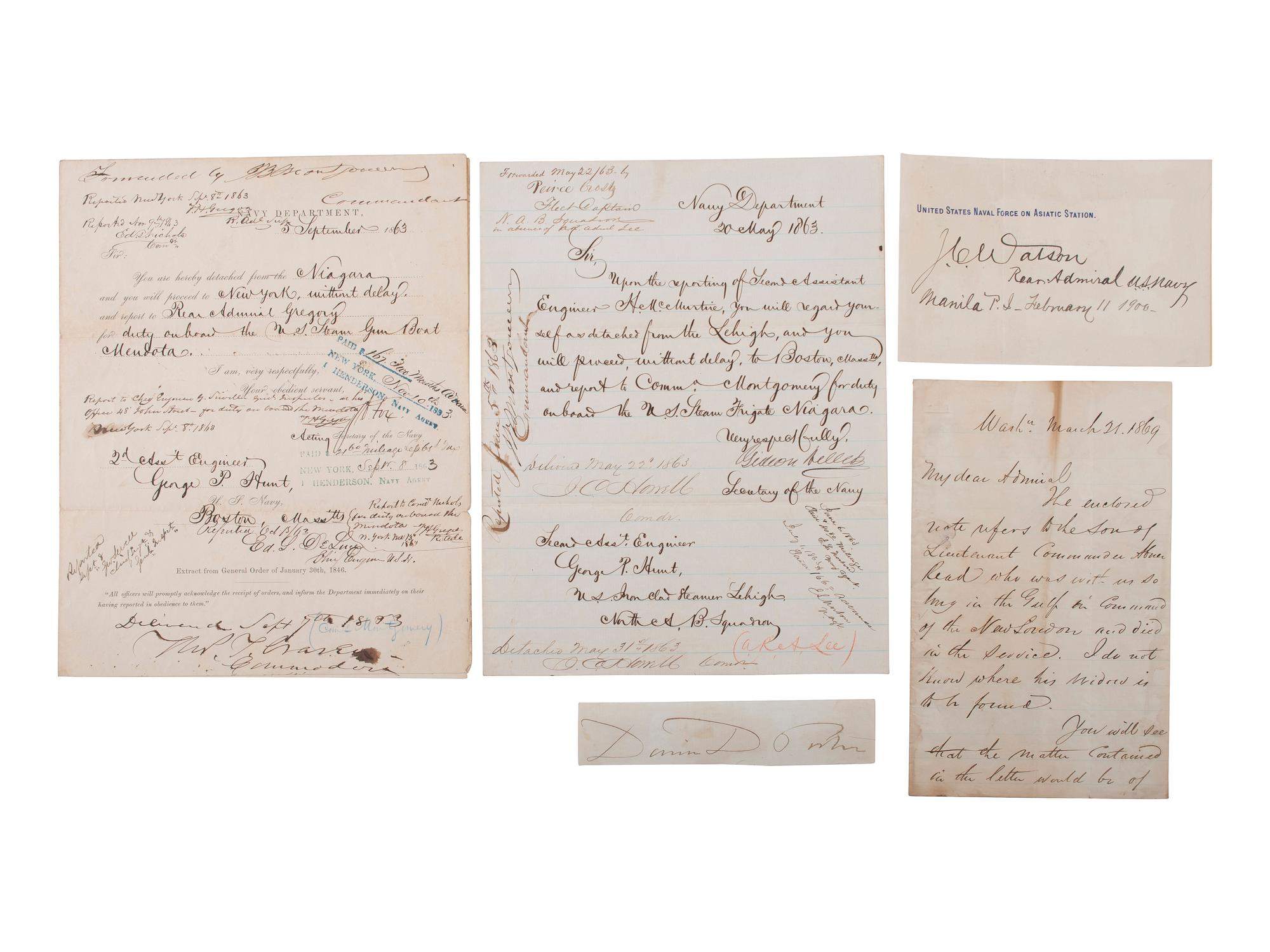 [CIVIL WAR] -- [NAVY]. US Navy signatures. [With:] Benjamin Butler ALS to Admiral Farragut.