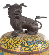 A Large Cloisonné Censer with a Temple Guardian Finial