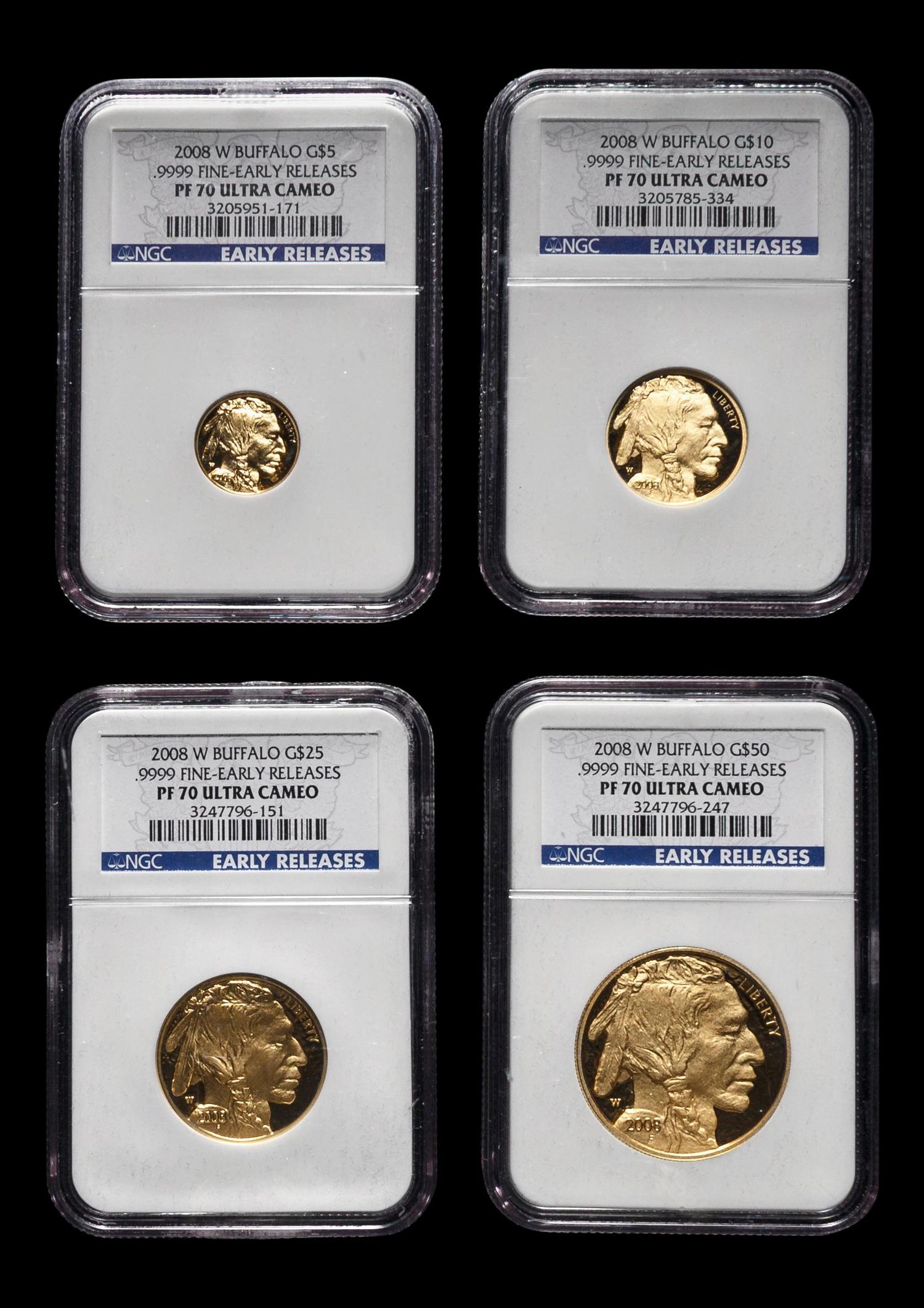 A 2008-W Gold Buffalo Commemorative: Early Release Four-Coin Proof Set (NGC PF70 Ultra Cameo)