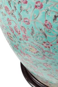 A Chinese Porcelain Fish Bowl and Wood Stand
