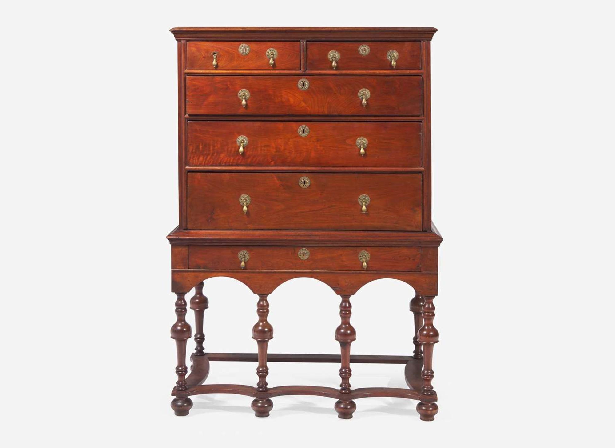 A William & Mary walnut high chest, probably Southeastern Pennsylvania, circa 1700-1720