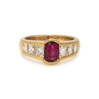 Ruby, Diamond, and Yellow Gold Ring