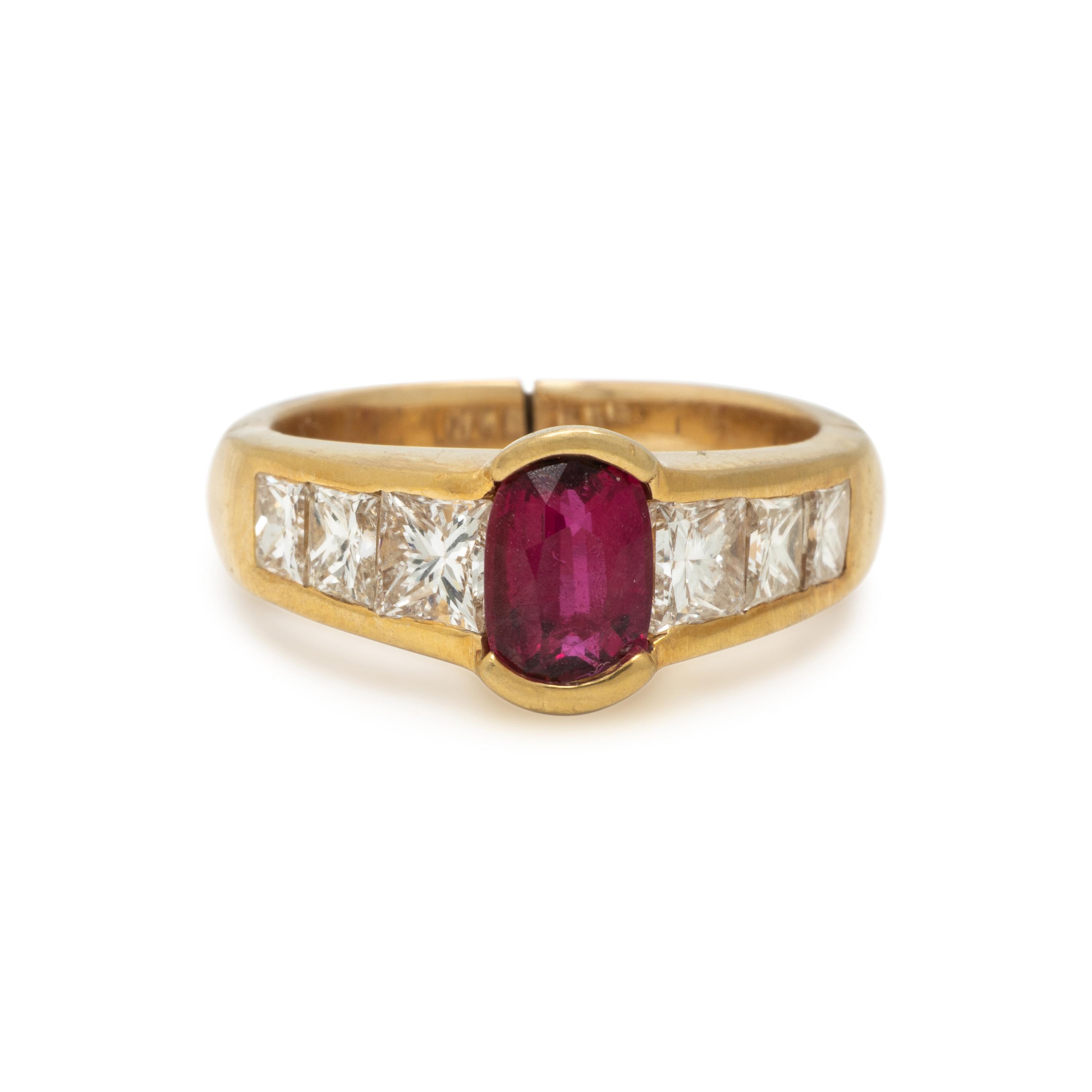 Ruby, Diamond, and Yellow Gold Ring
