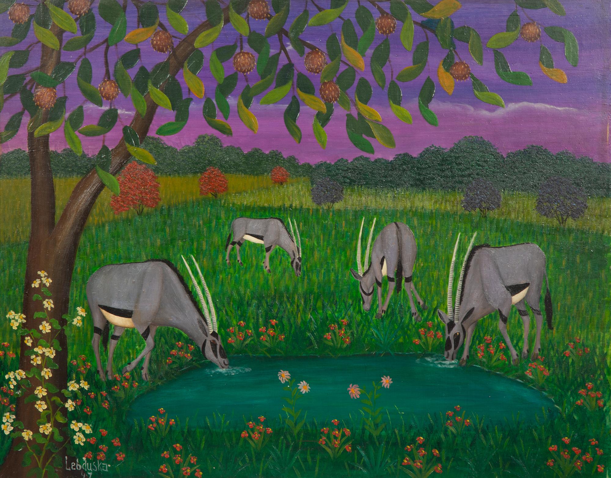 Antelopes Drinking , 1947