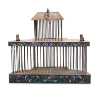 A Chinese Brass and Cloisonne Enamel Ornamental Bird Cage