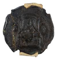 CHANCERY OF ELIZABETH I (r. 17 November 1558–24 March 1603) Single parchment sheet with Common Recovery under the Great Seal of Elizabeth I, involving lands in Suffolk, in Latin, manuscript on parchment [London, Court of King’s Bench, Trinity Term, 21 Elizabeth, 1579]