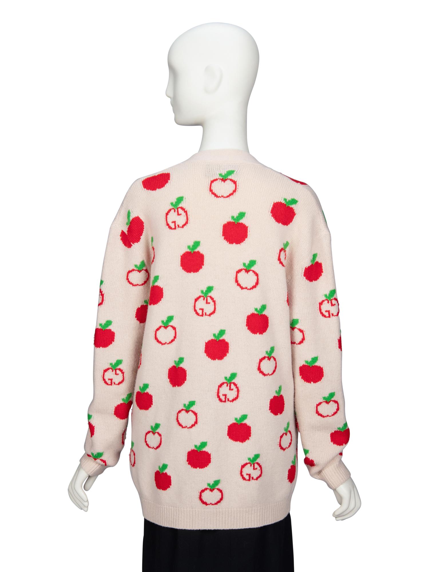 GUCCI, APPLE KNIT WOOL CARDIGAN